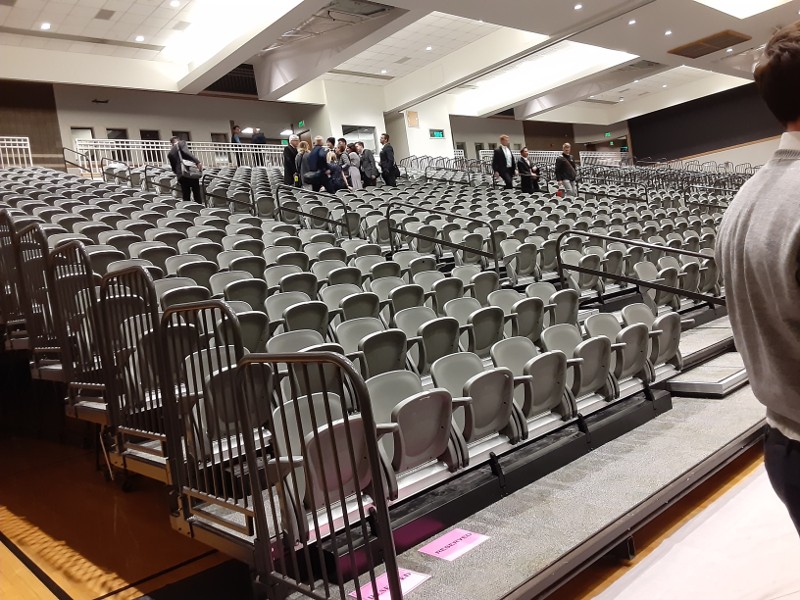 Foldaway seating in the MTC gym